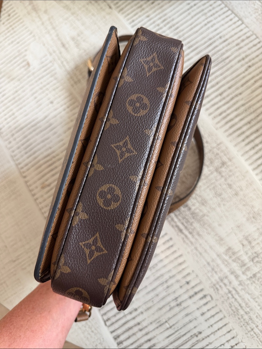 Two-Tone Monogram Satchel in Brown and Dark Brown - Picture 8 of 11